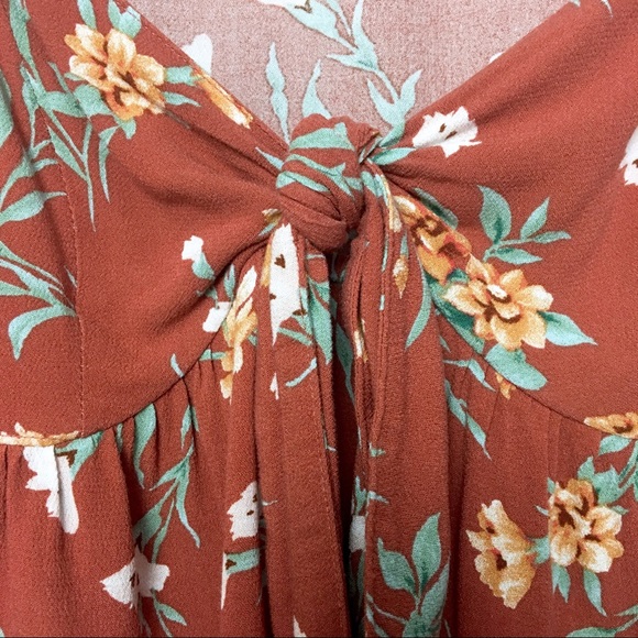 *SOLD*AEO Burnt Orange Floral Boho Blouse Cover Up - Picture 4 of 8